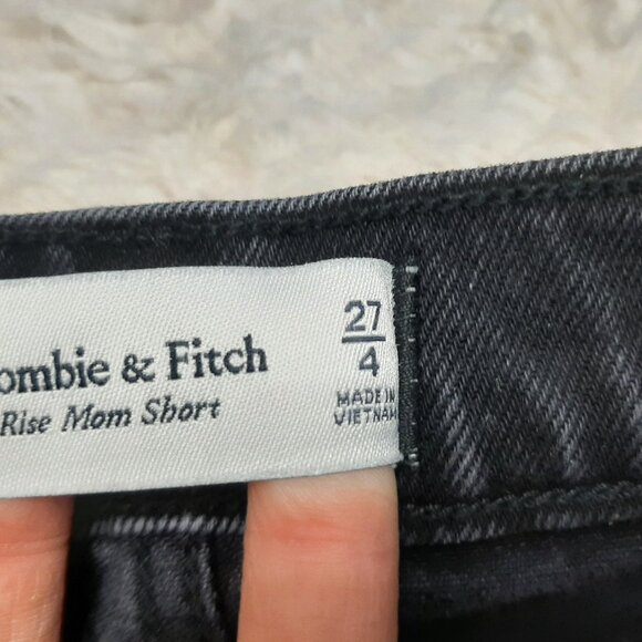 Abercombie & Fitch Black Woman's High Rise Button Fly Distress Denim Shorts 27/4 - Picture 8 of 10